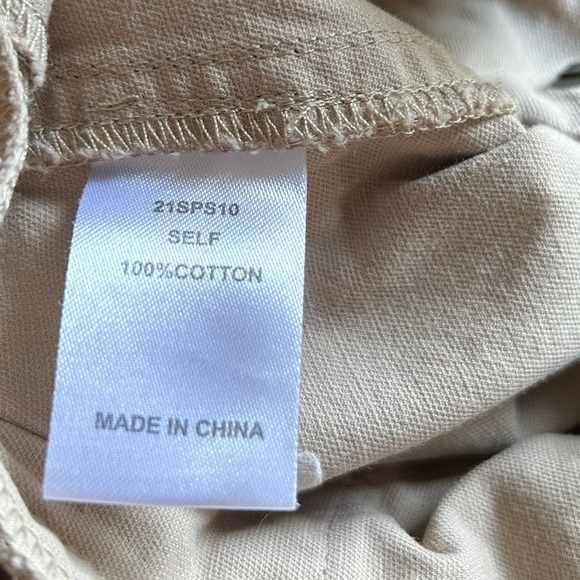 Hunter Bell Tyler Belted Cotton Twill High Rise Waist Shorts Khaki Cream Sz 0 - Picture 12 of 14